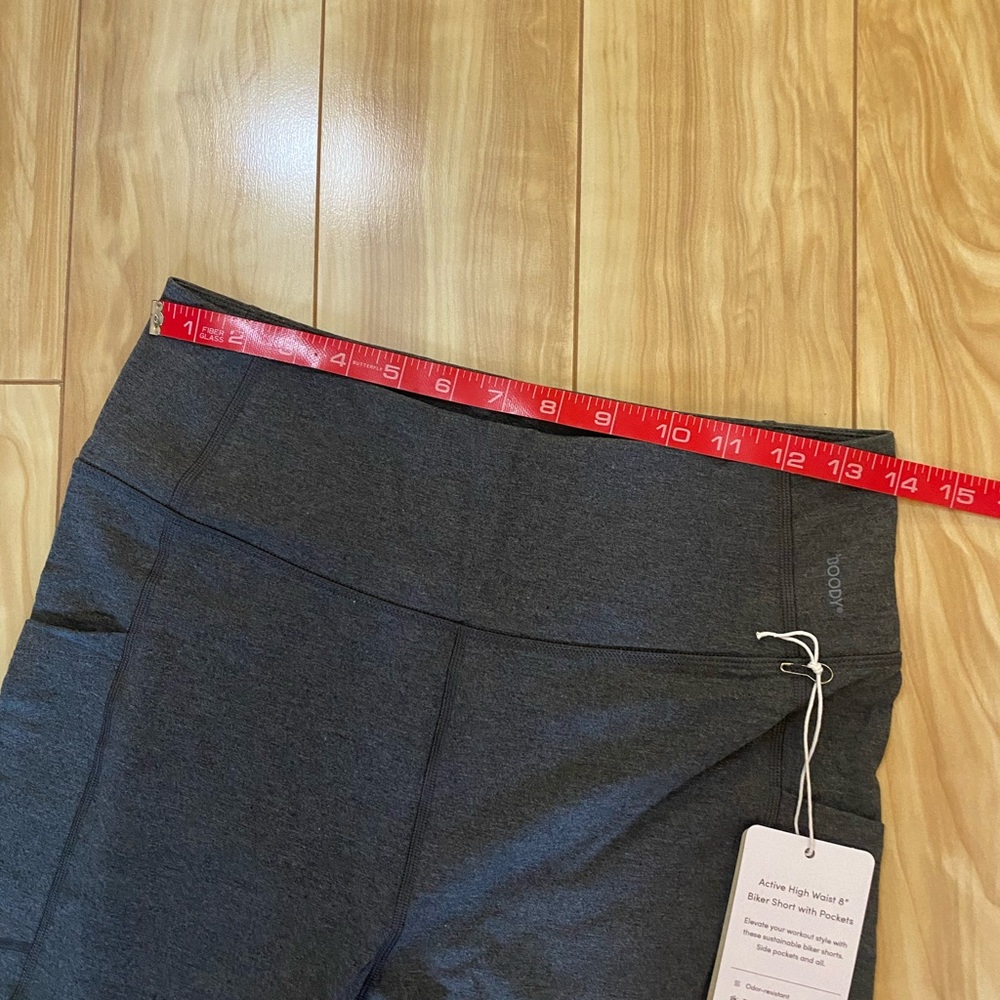 Boody womens active high waist 8” biker short with pockets.